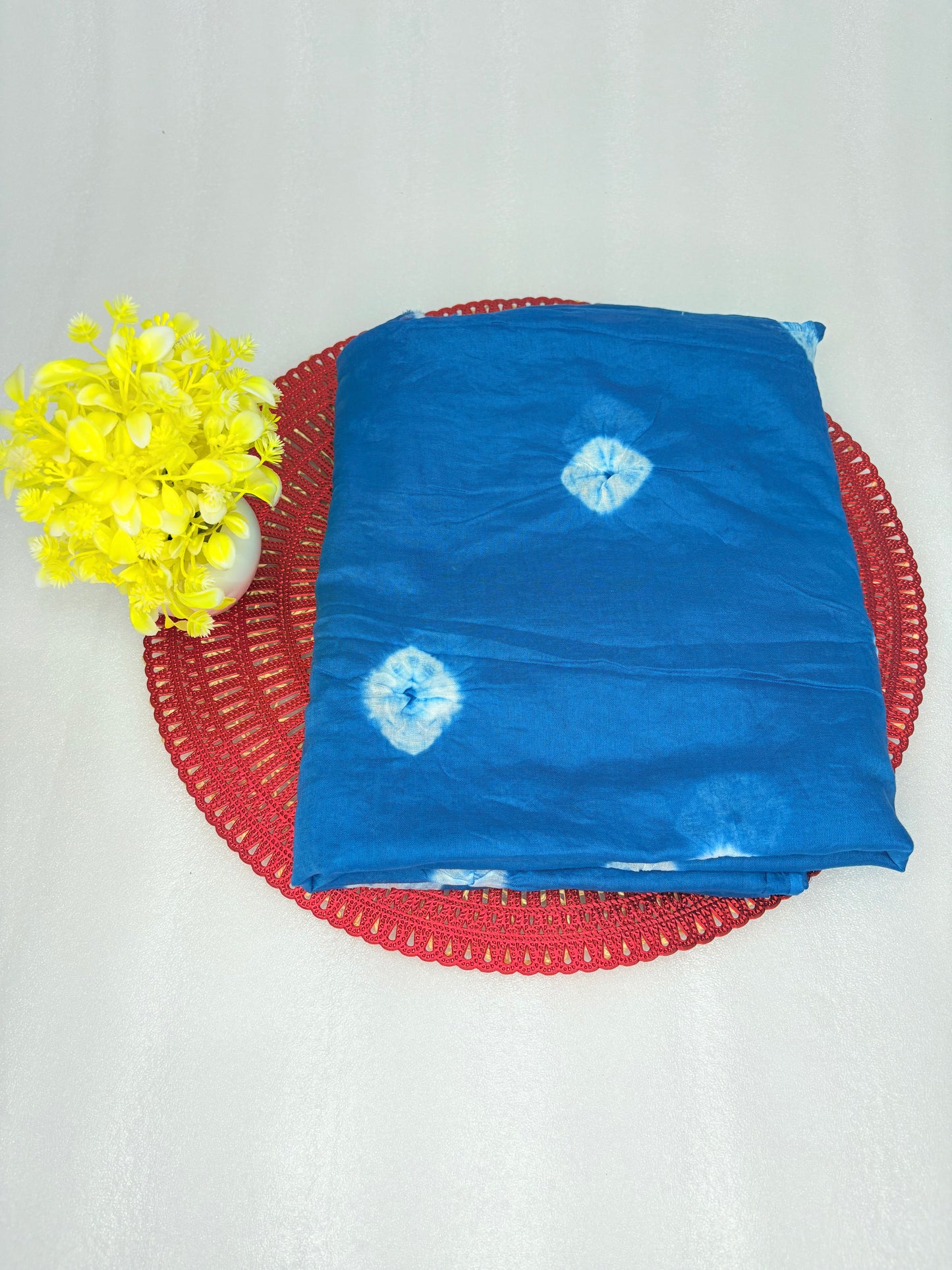 Indigo Essence – Unstitched Ikat Print Suit with Tie-Dye Dupatta