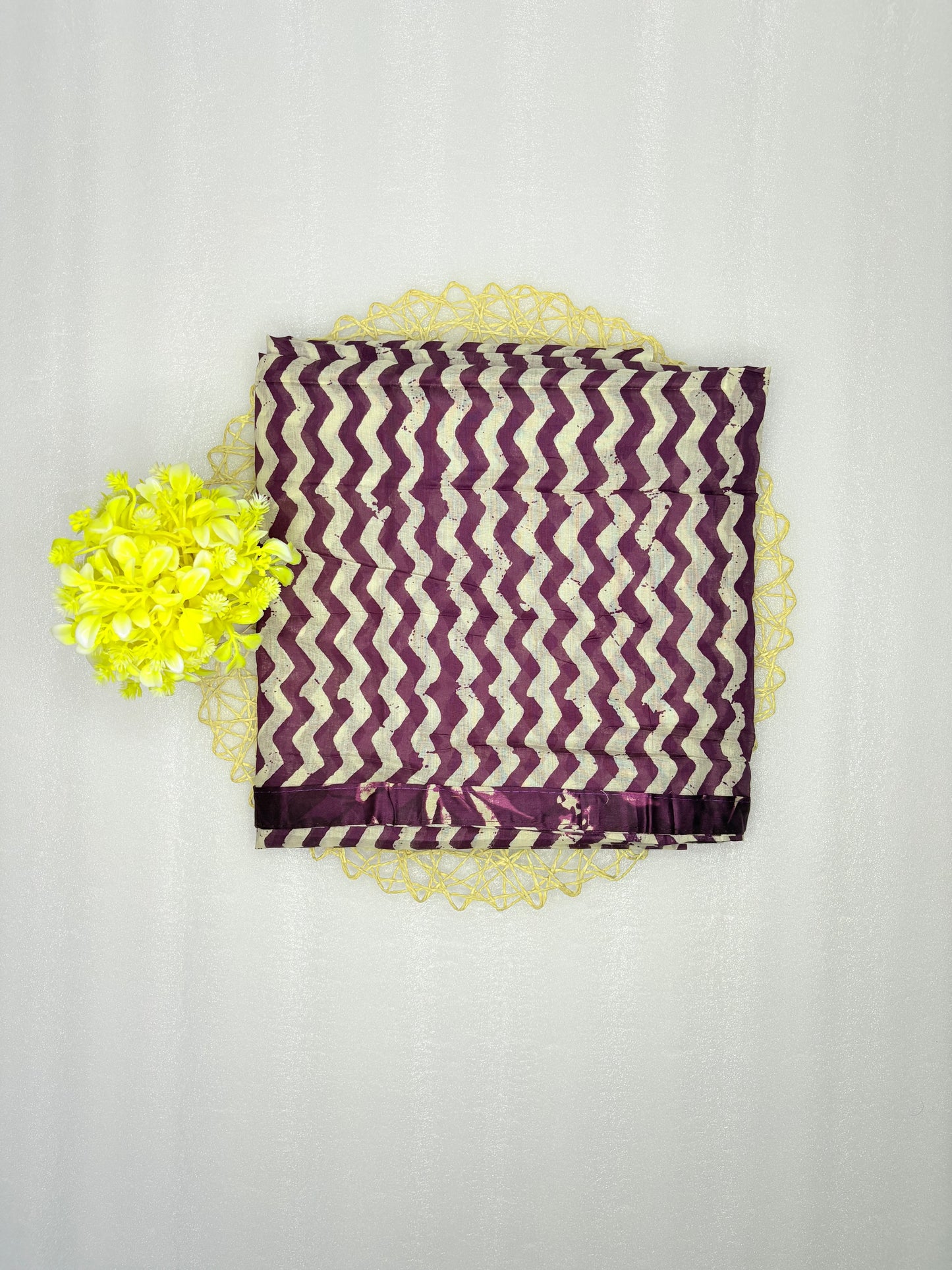 Plum Bloom – Floral Unstitched Suit with Chevron Dupatta