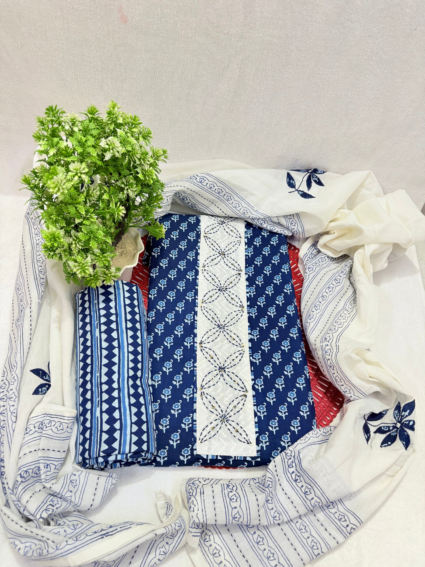 Indigo Grace – Block Print Unstitched Suit Set
