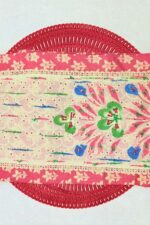 Coral Pink Floral Embroidered Unstitched Suit Set with Dupatta - Image 3