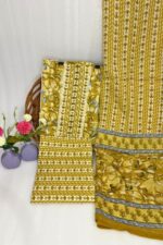 Olive Patterned Unstitched Suit - Image 4