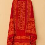 Maroon & Mustard Traditional Printed Unstitched Suit Set with Dupatta