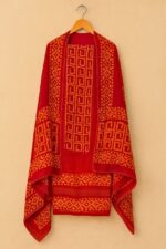 Maroon & Mustard Traditional Printed Unstitched Suit Set with Dupatta