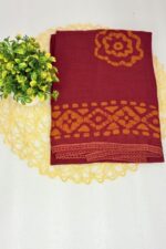 Maroon & Mustard Traditional Printed Unstitched Suit Set with Dupatta - Image 3