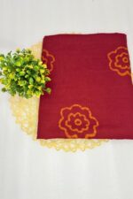 Maroon & Mustard Traditional Printed Unstitched Suit Set with Dupatta - Image 4