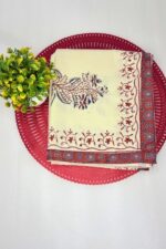 Rust Brown & Cream Ethnic Printed Unstitched Suit Set with Dupatta - Image 3