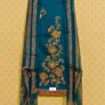 Royal Blue Floral Printed Unstitched Suit Set with Dupatta