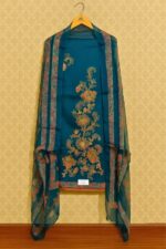 Royal Blue Floral Printed Unstitched Suit Set with Dupatta