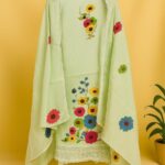 Pastel Green Floral Embroidered Unstitched Suit Set with Dupatta