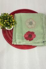 Pastel Green Floral Embroidered Unstitched Suit Set with Dupatta - Image 3