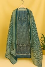 Teal Embroidered Unstitched Suit